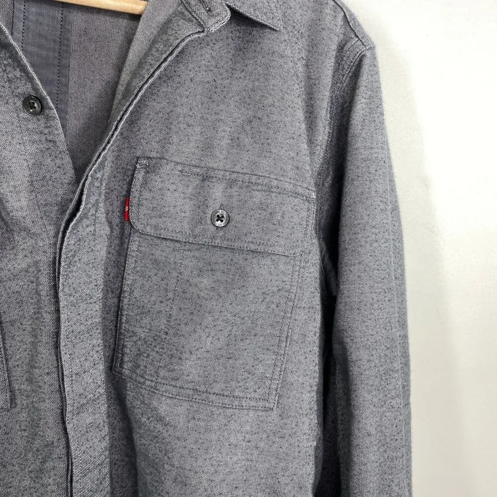 Levi's Blue Grey Button Front Long Sleeve Over Shirt Men's Size‎ Medium M